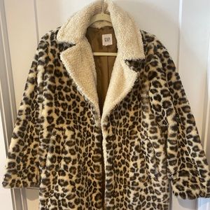 Gap Leopard Teddy Coat